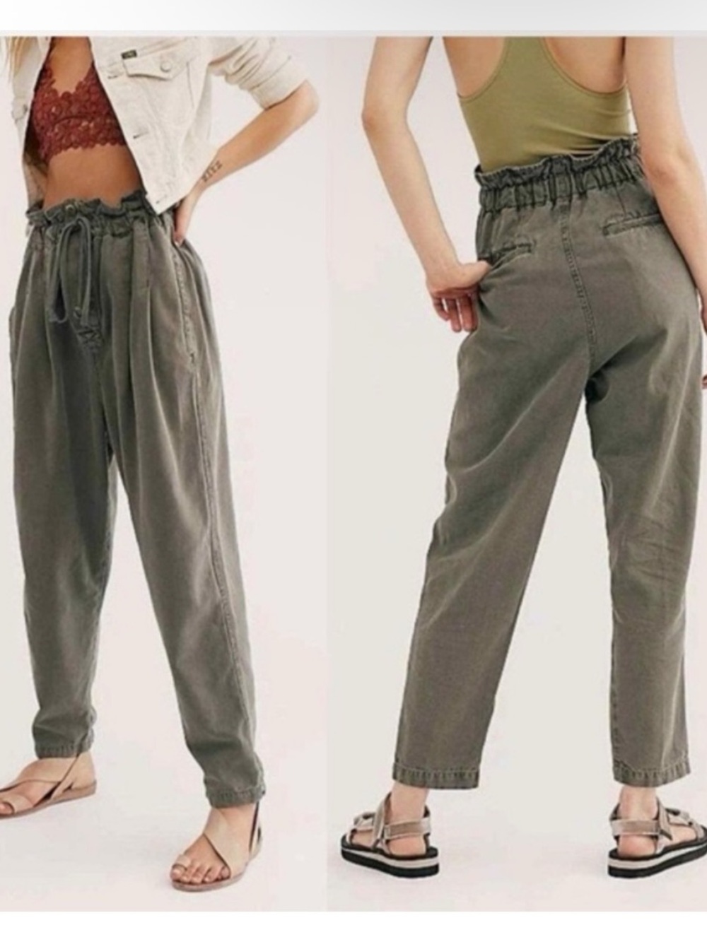 Free People Margate Pleated Trouser Paper bag Waist Pants